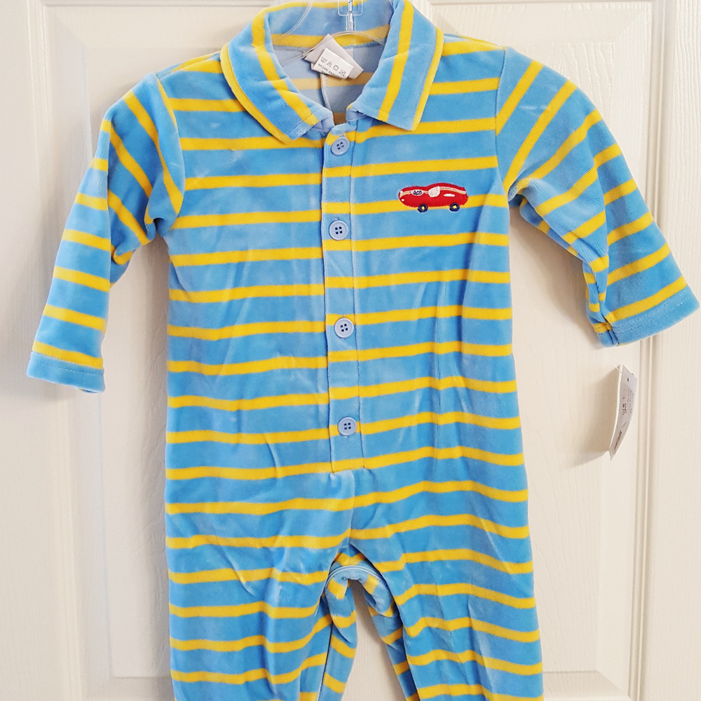 Kids JUMPSUIT Fleece Racing Car NWT Designer Kids Wear Sweet Potatoes
